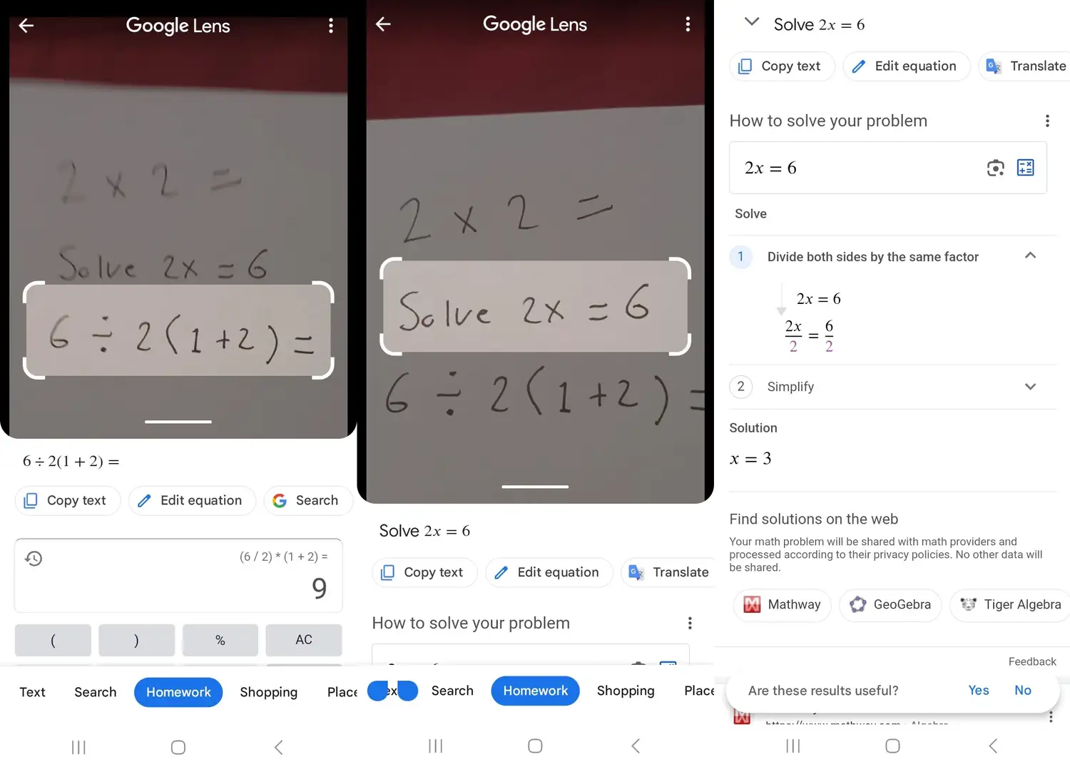 Google Lens homework feature image example