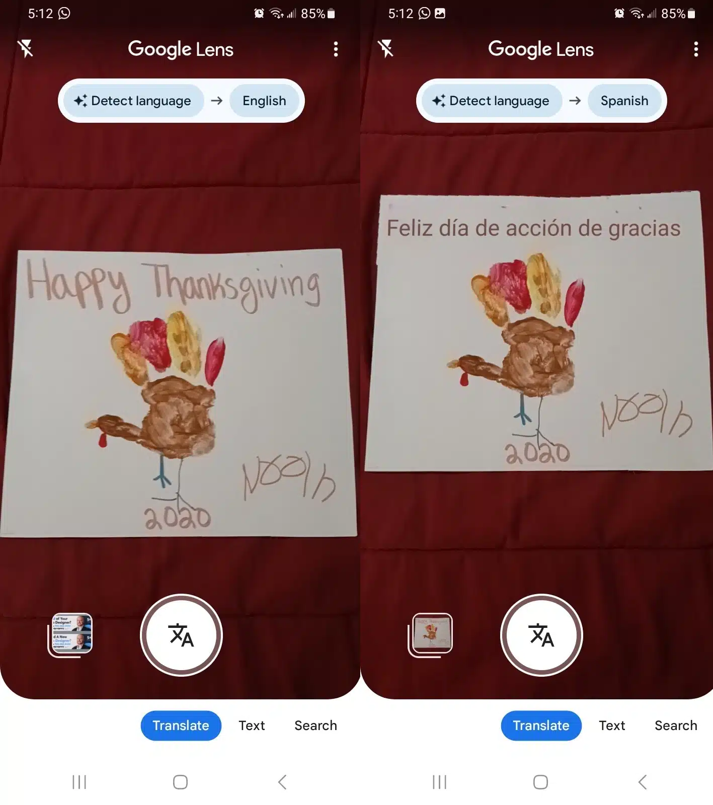 google lens text translate english to spanish image