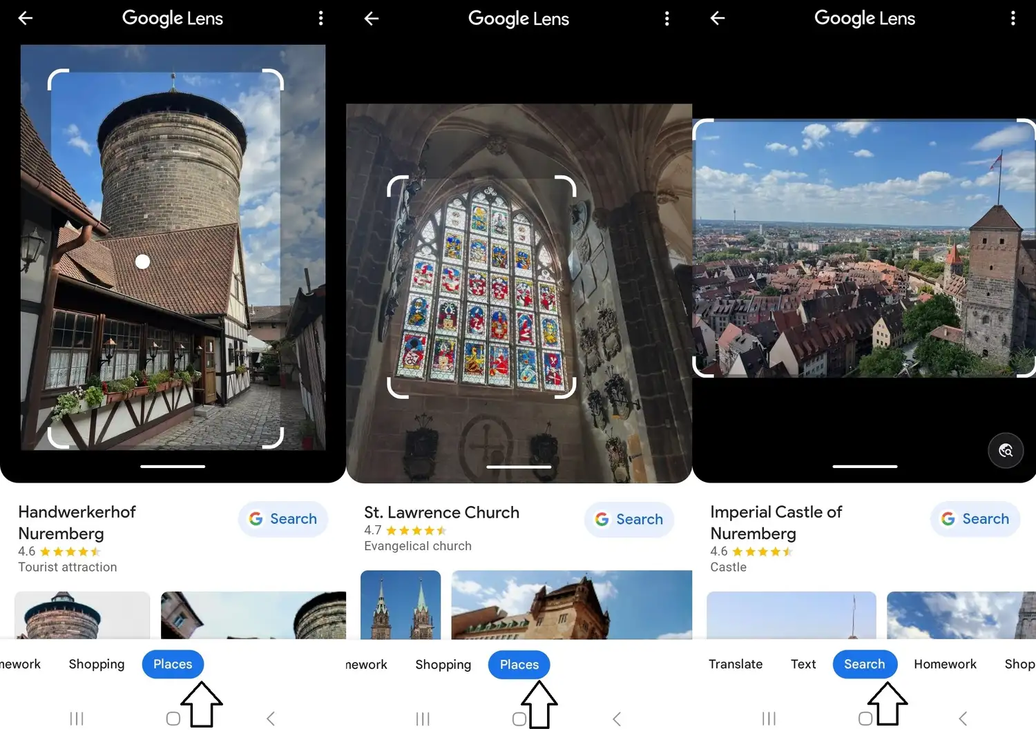 Google lens places example image
