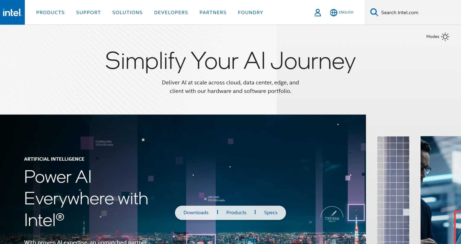 Intel Website home page