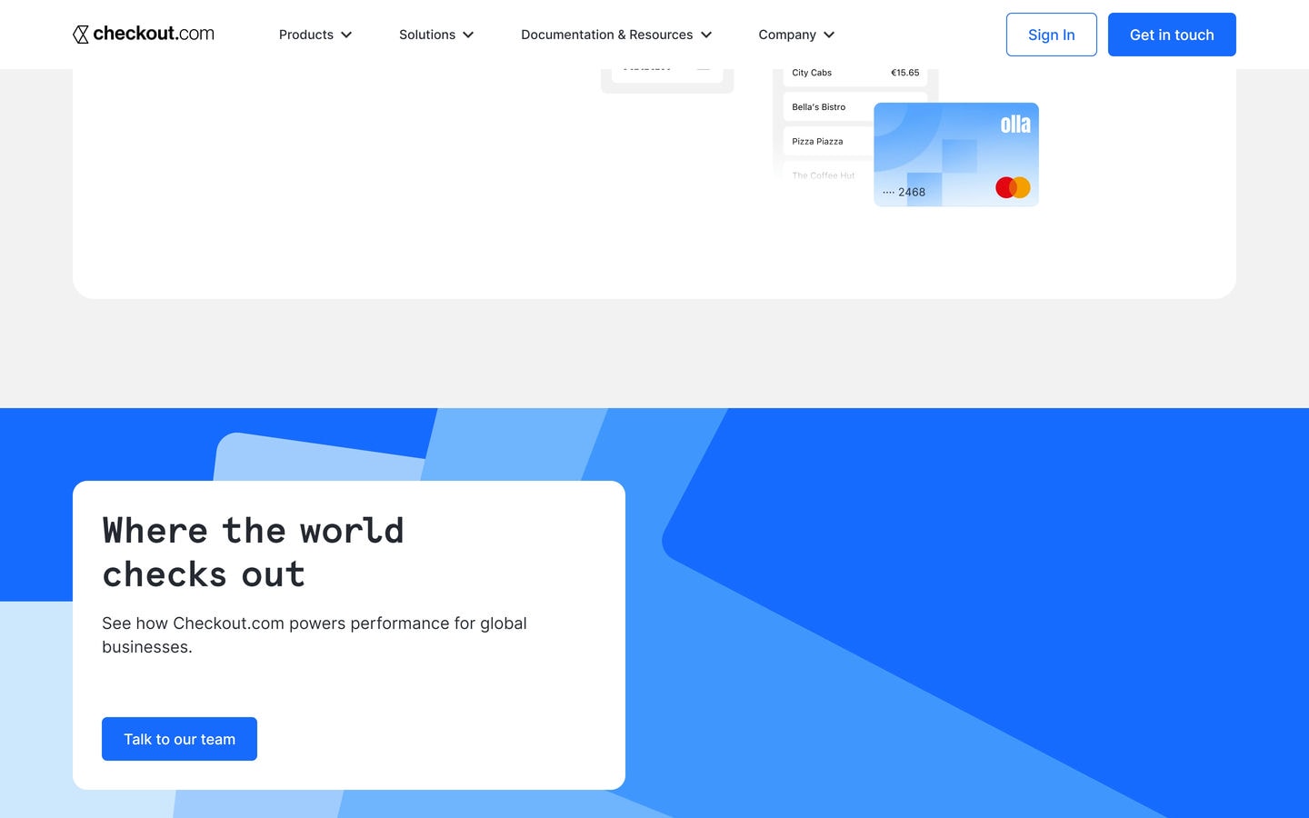 Screenshot from checkout.com showcasing using your primary brand color in your images.