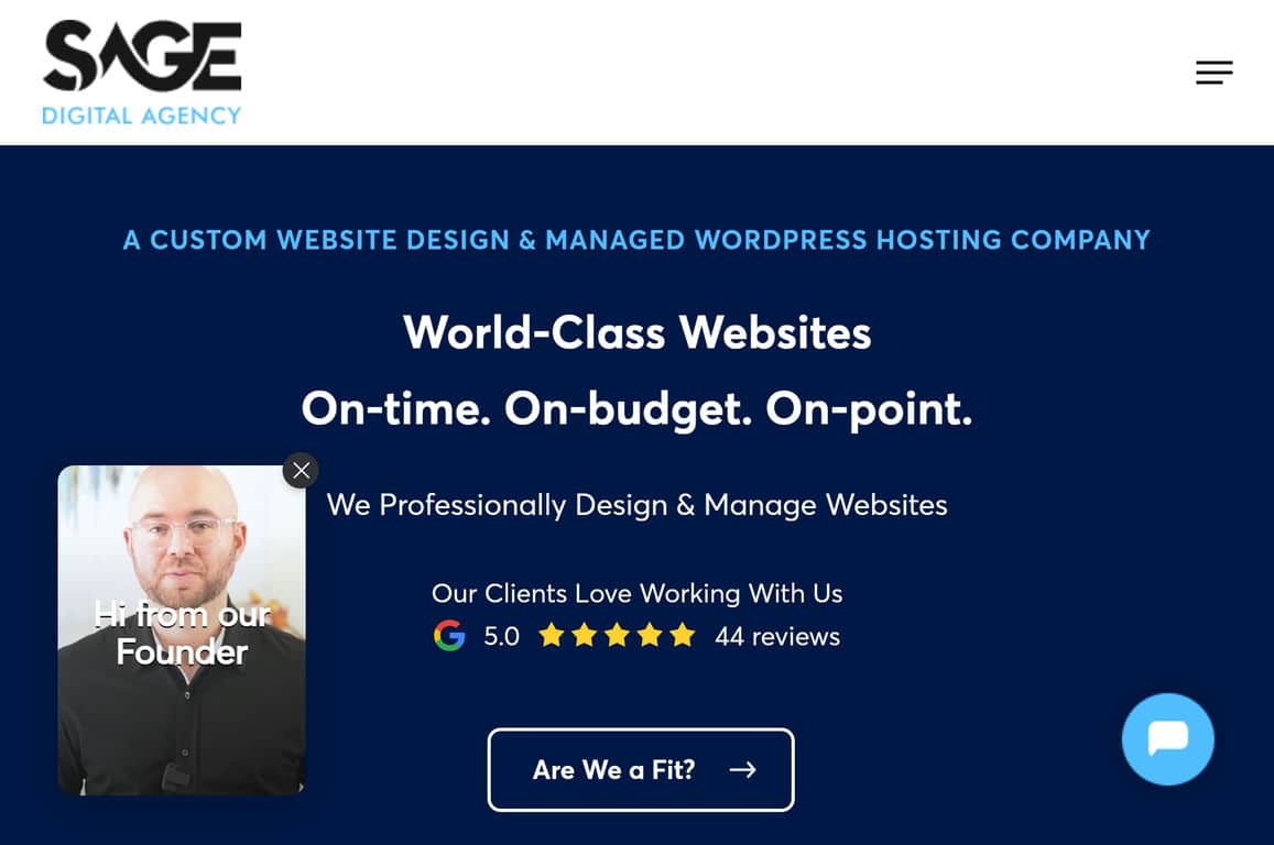 Screenshot example of the font on a local business website.