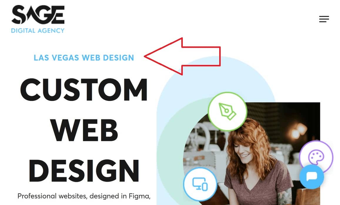 Example image of a Las Vegas web design service page. This is an example of how to locally brand a page on a website for local businesses.