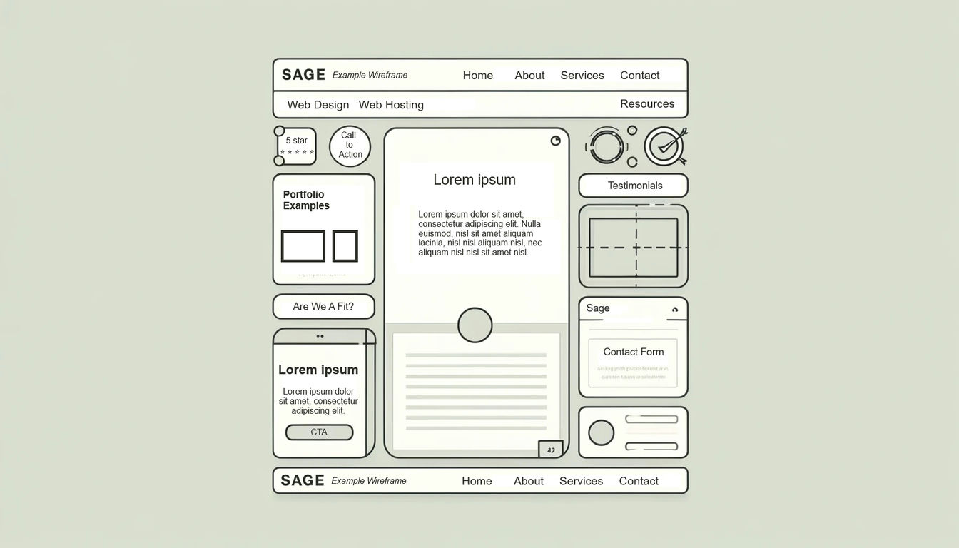Example wireframe from Sage Digital Agency.