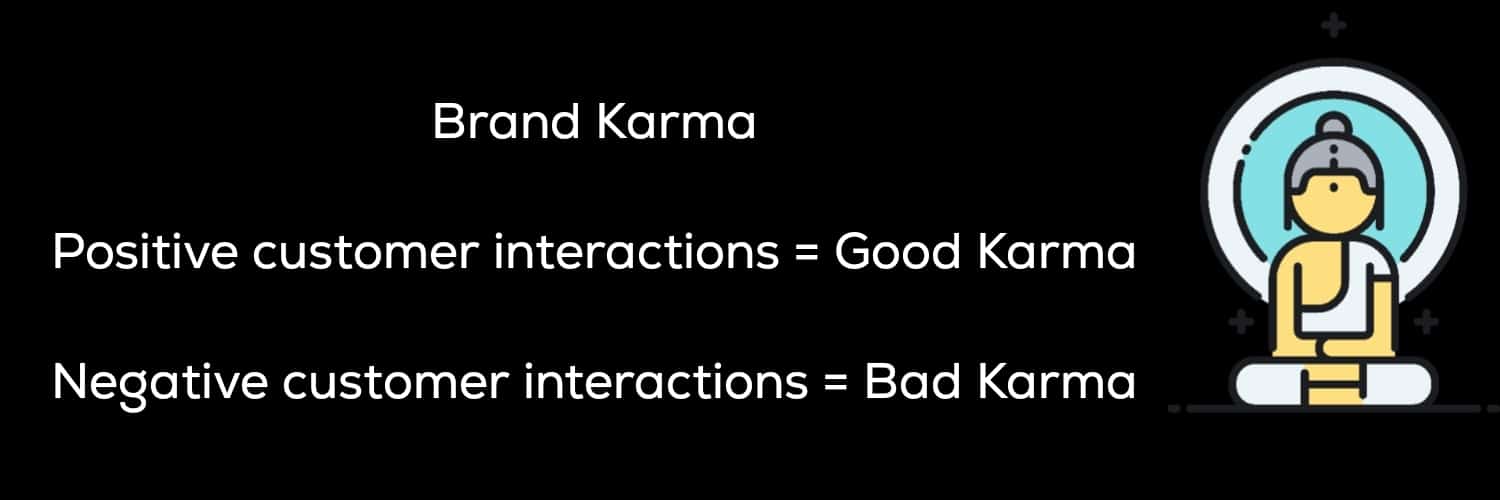 a black background with white text describing Brand Karma, as well as good and bad customer interactions
