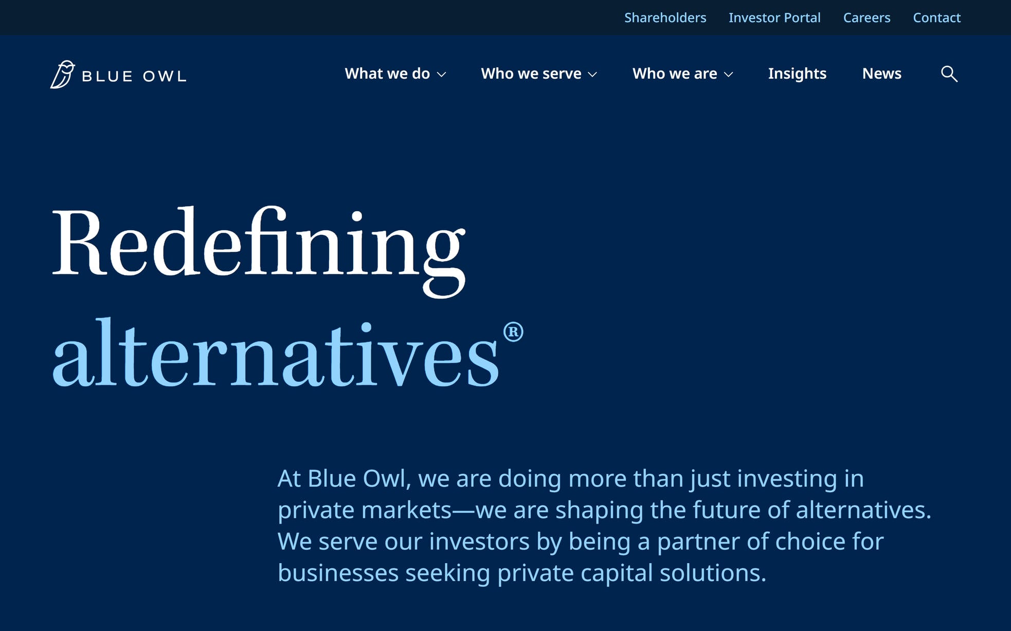 Blue Owl website home page