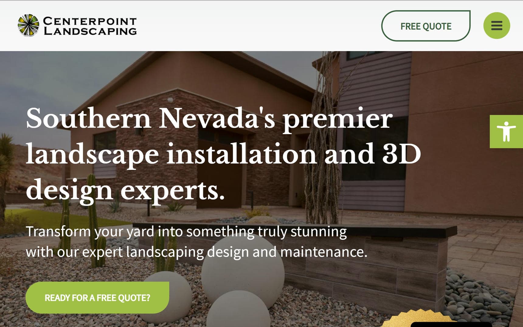 Centerpoint Landscaping website home page