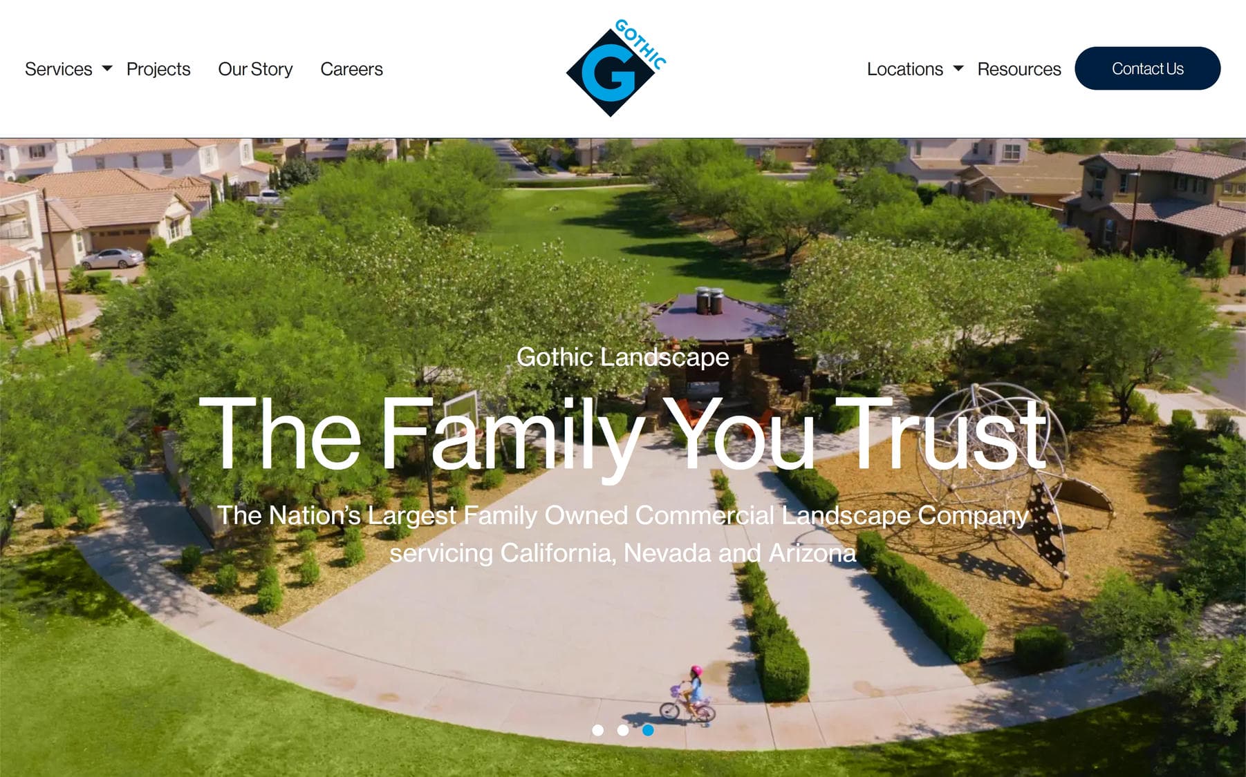 Gothic landscaping website homepage