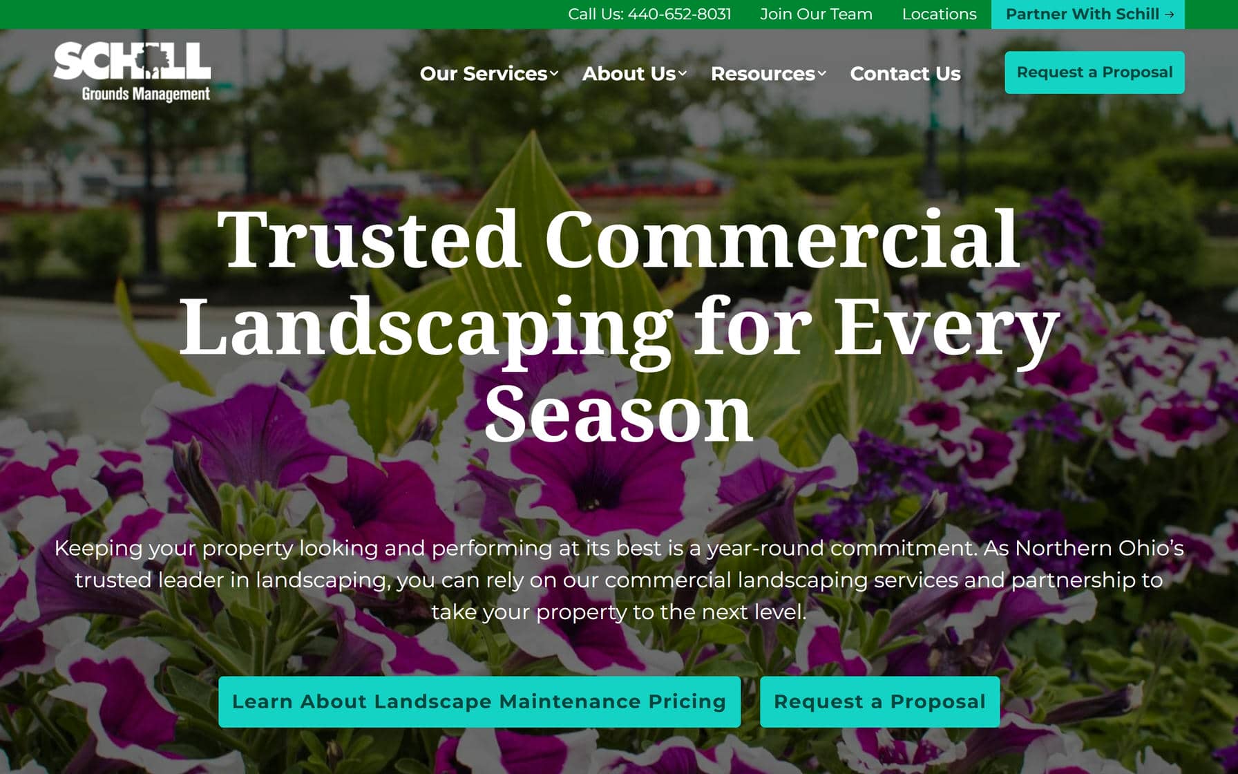 Schill Landscaping website home page