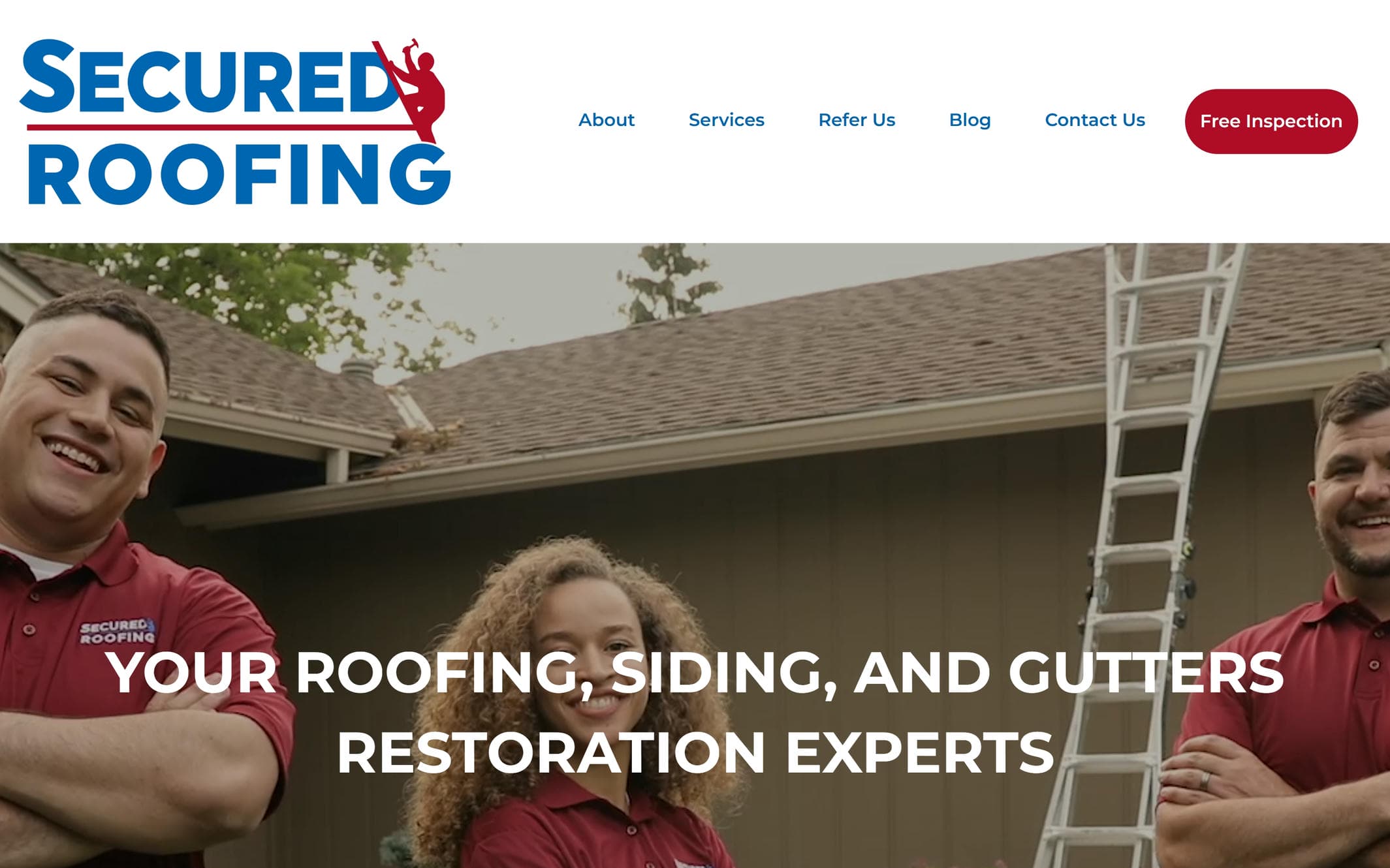 Secured Roofing website home page