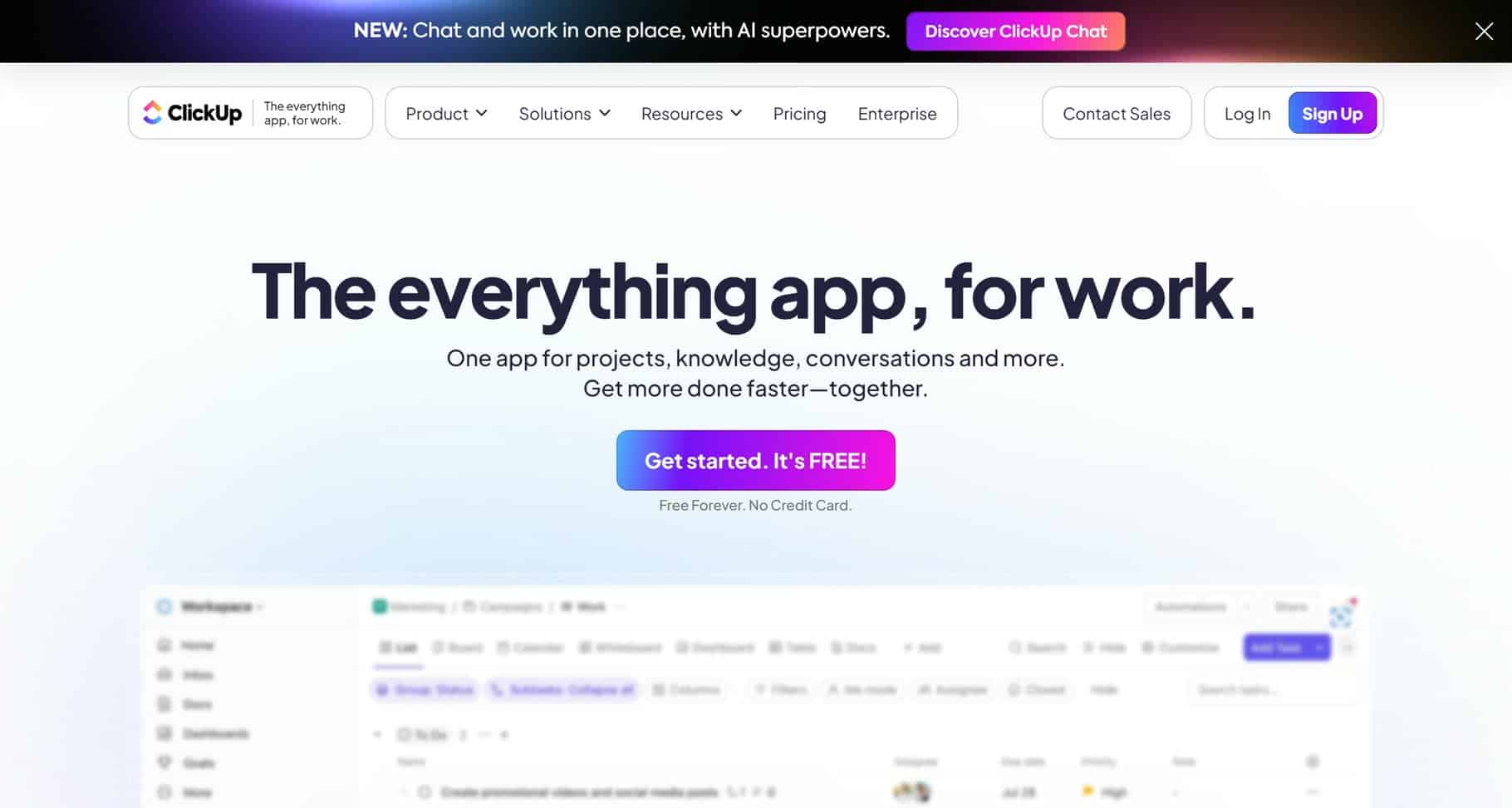 Clickup Website home page