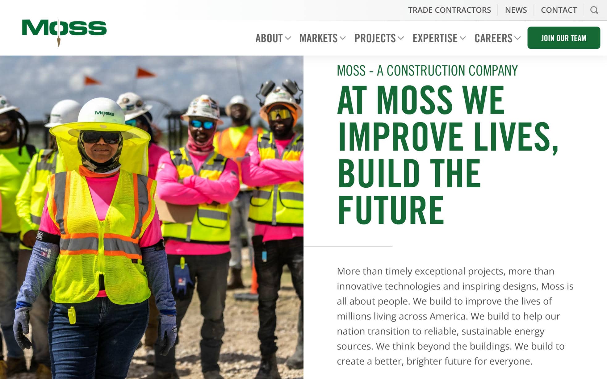 Moss website home page