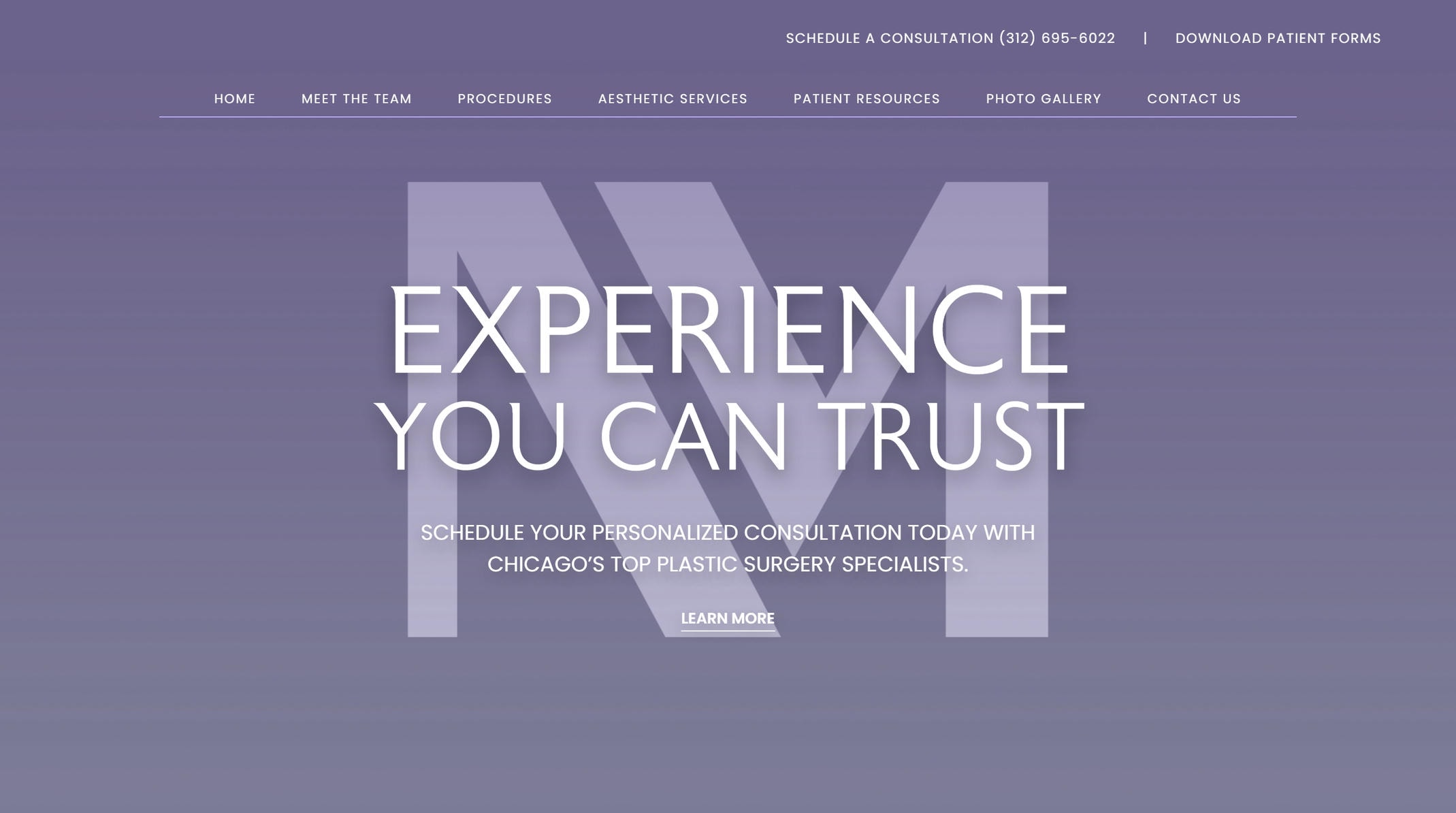 Northwestern plastic surgery homepage website