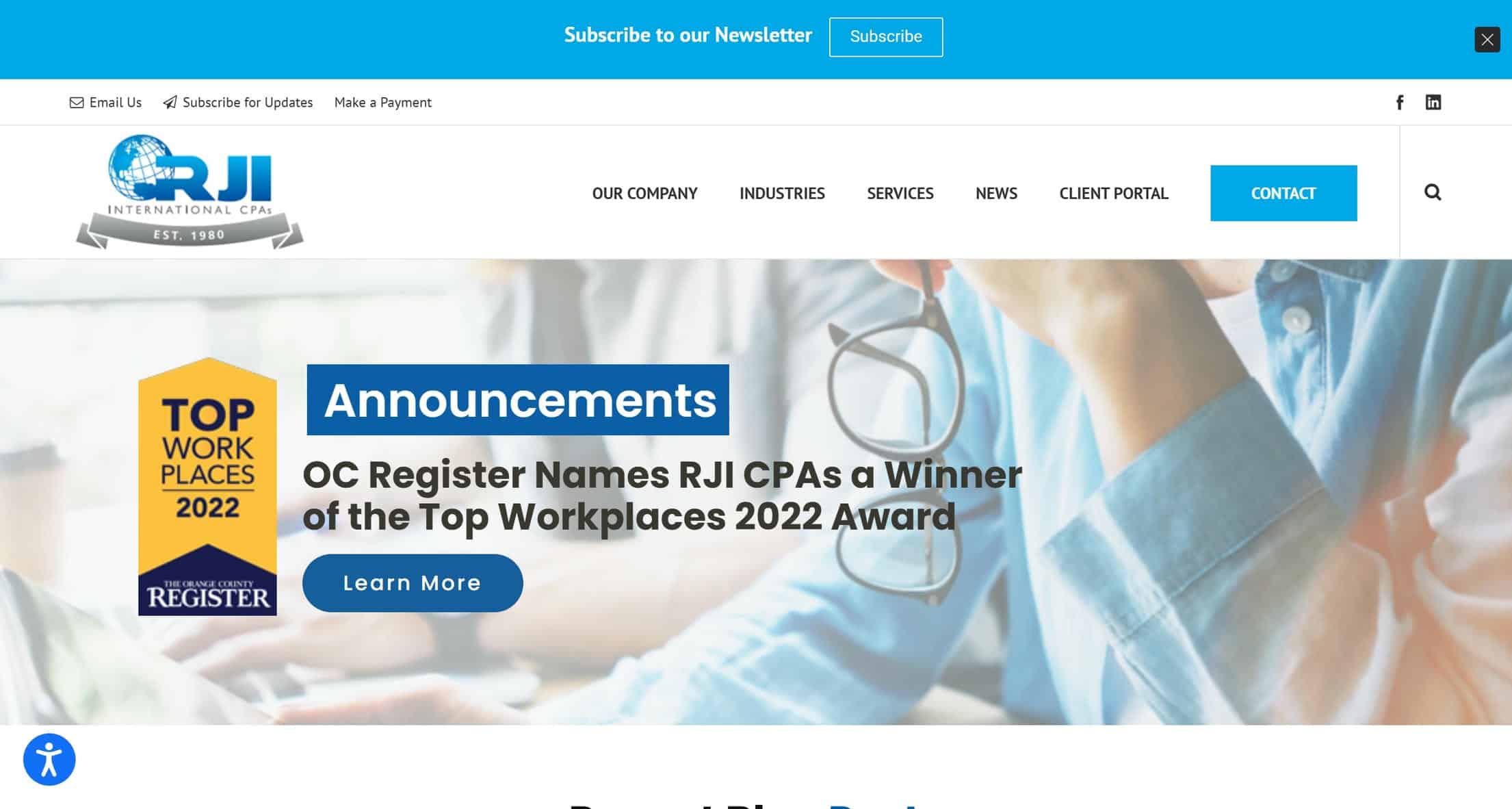 RJI CPA Home website page