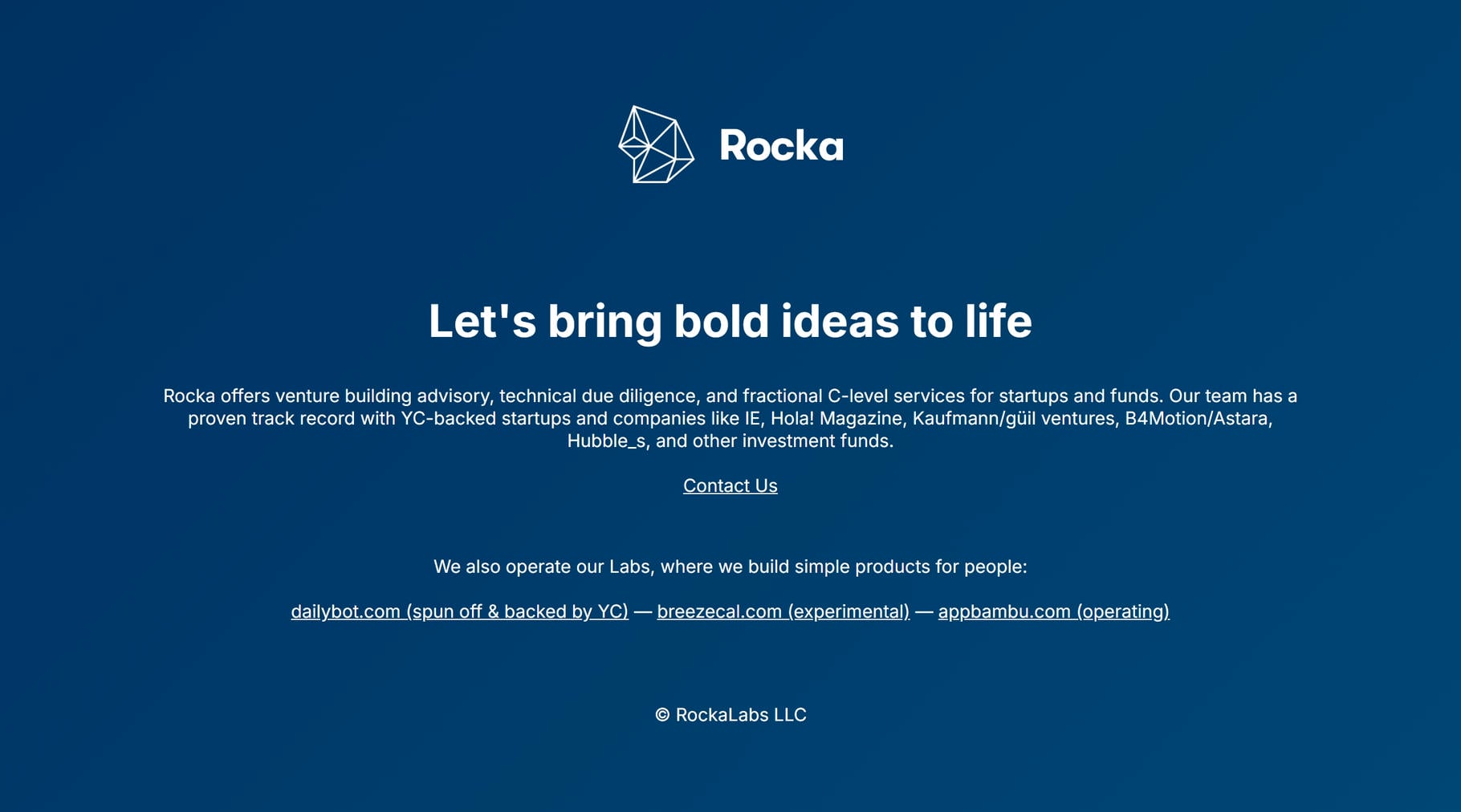 Rocka Website home page