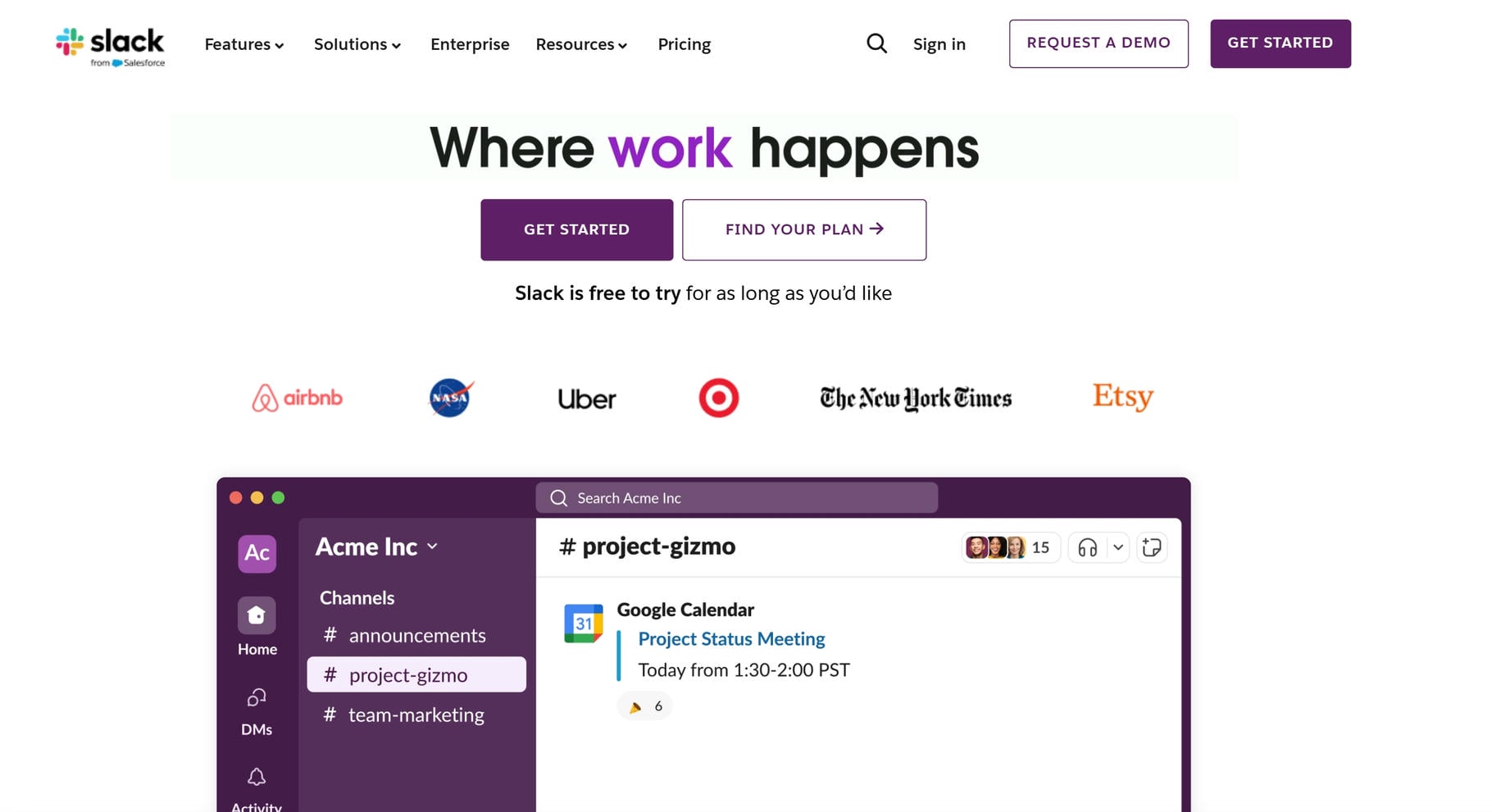 Slack Website home page