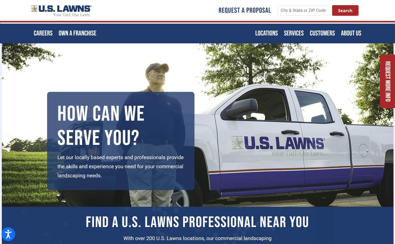 US Lawns Website Homepage