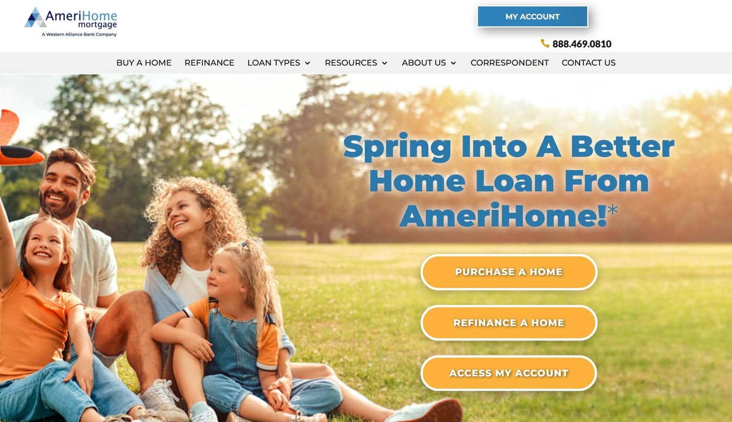 Amerihome website homepage