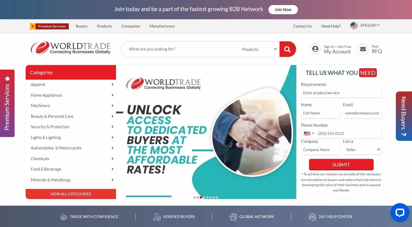 EWorldTrade Website home page