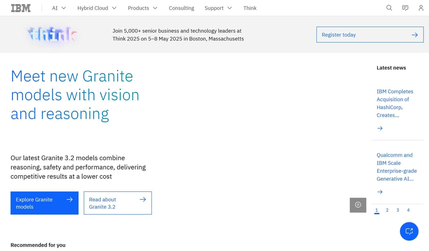IBM Website home page