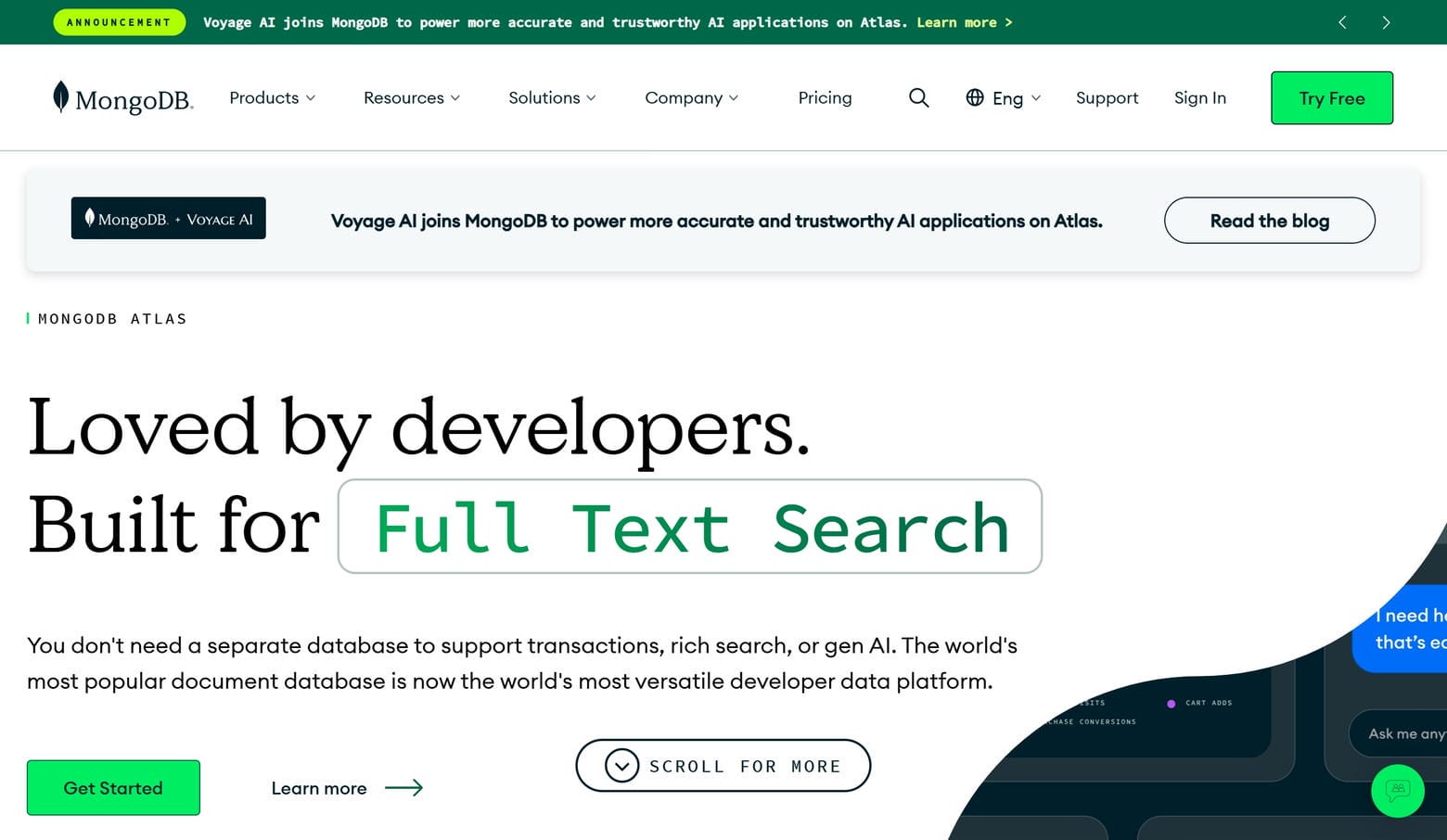 Mongo Website home page