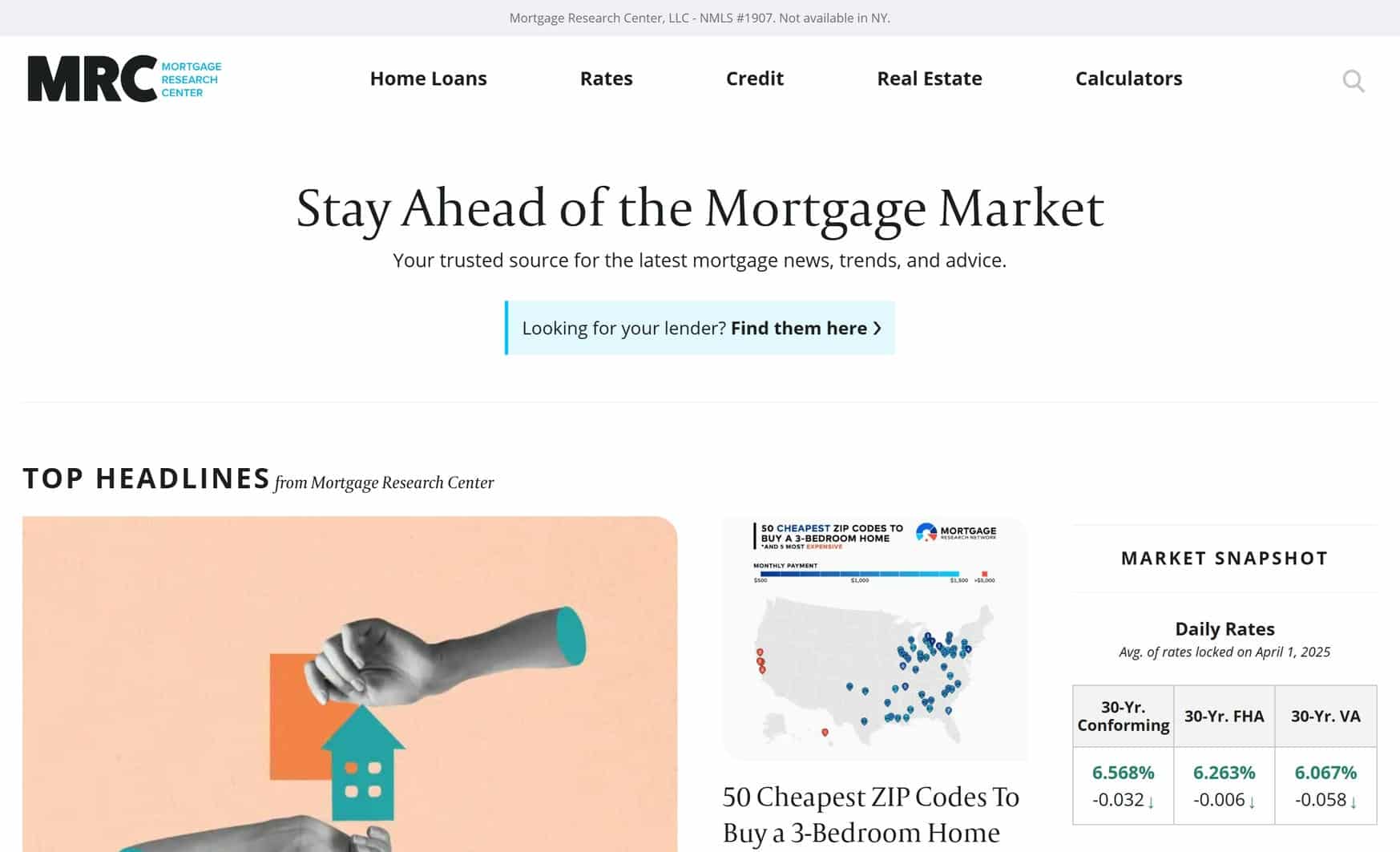 Mortgage Research website homepage