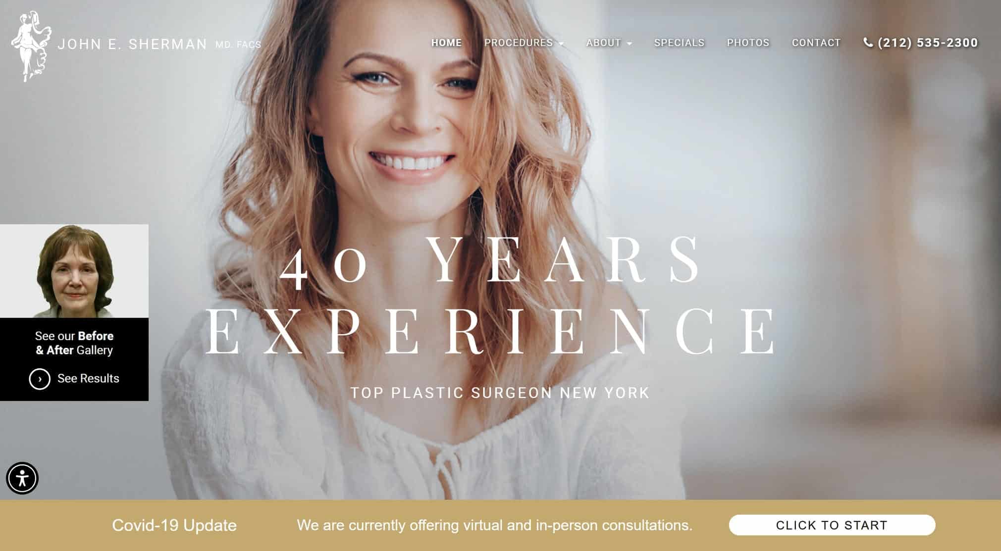 NY plastic surgery homepage website