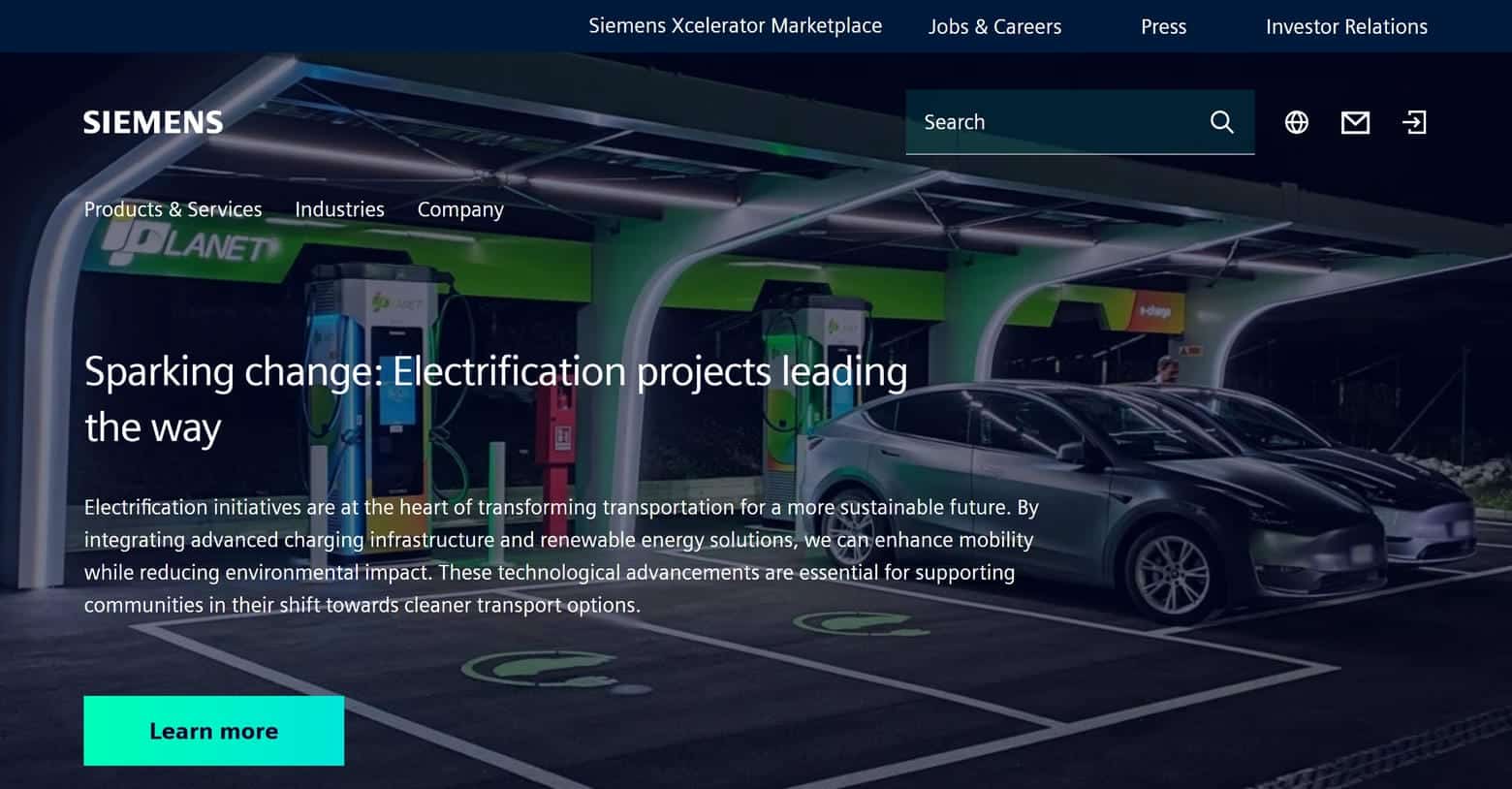 siemens Website home page