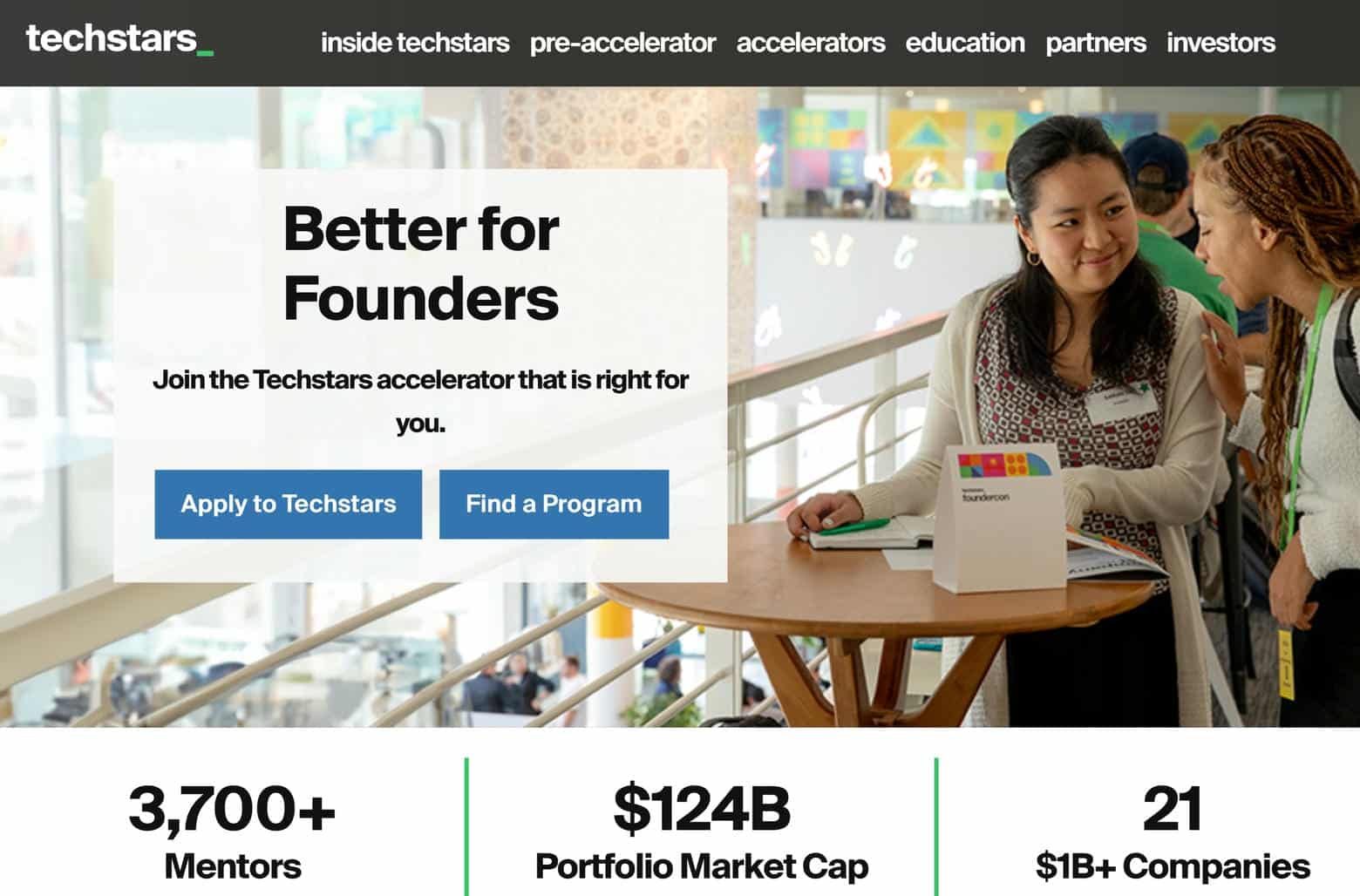 Techstars Website home page