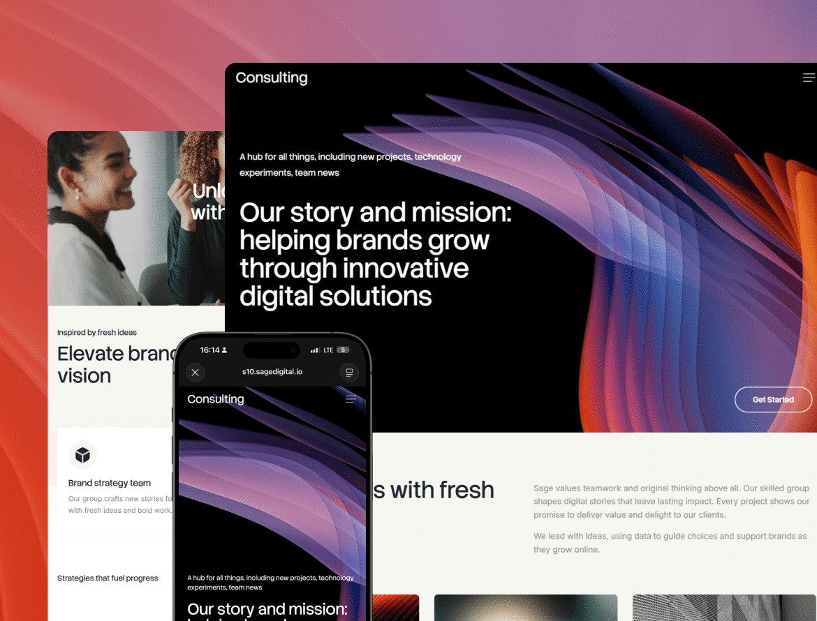 Website design showcasing consulting services