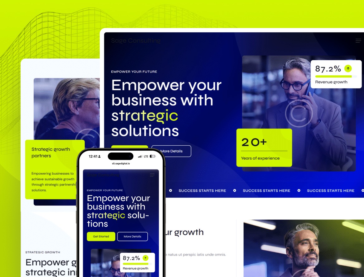 Business website showcasing strategic solutions