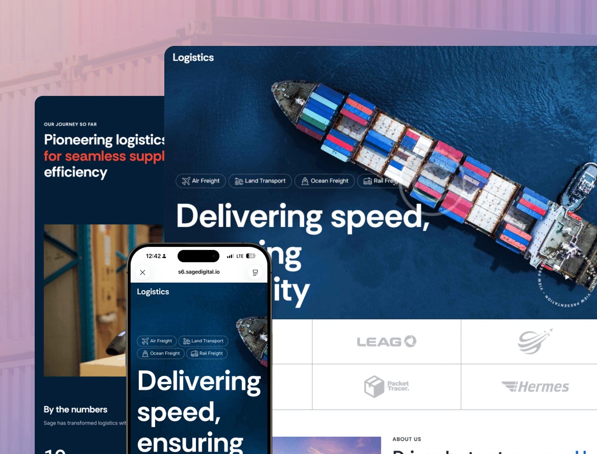 Logistics website showcasing shipping services