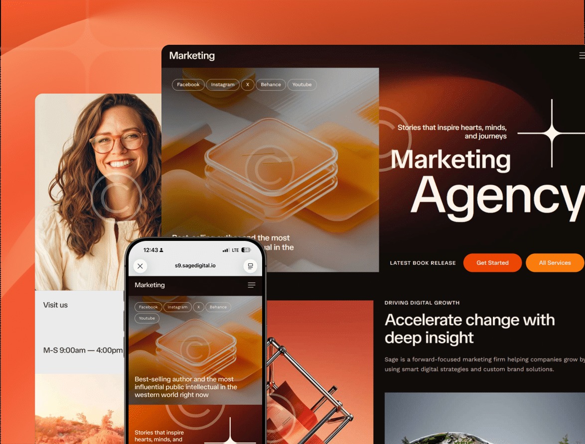 Marketing agency website and mobile view